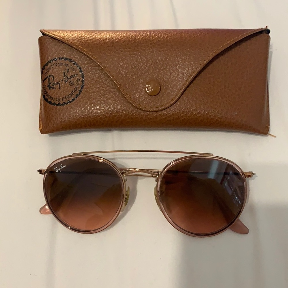 Ray Ban Double Bridge Round Rose Gold RB3647N Pink